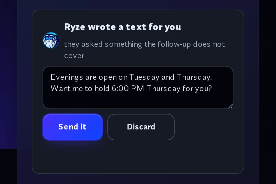 The reply Ryze wrote and held, waiting to be sent or discarded.