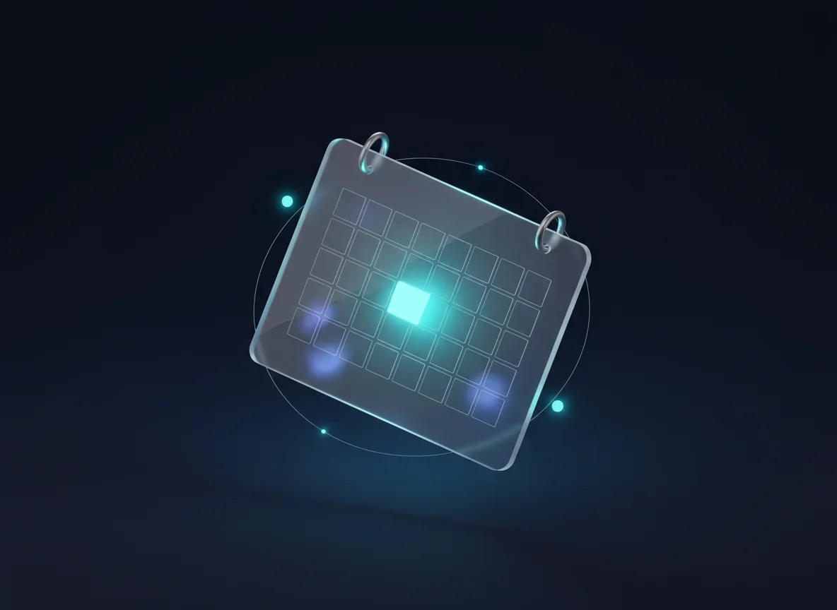 A calendar with one slot lit, and two reminders circling it.