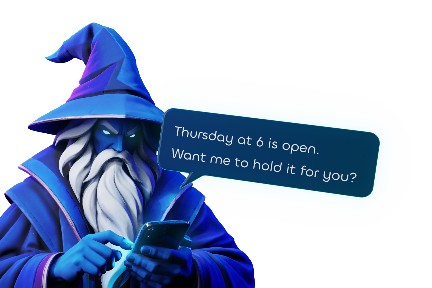 Ryze typing a text on a phone, the message appearing in a bubble above it.